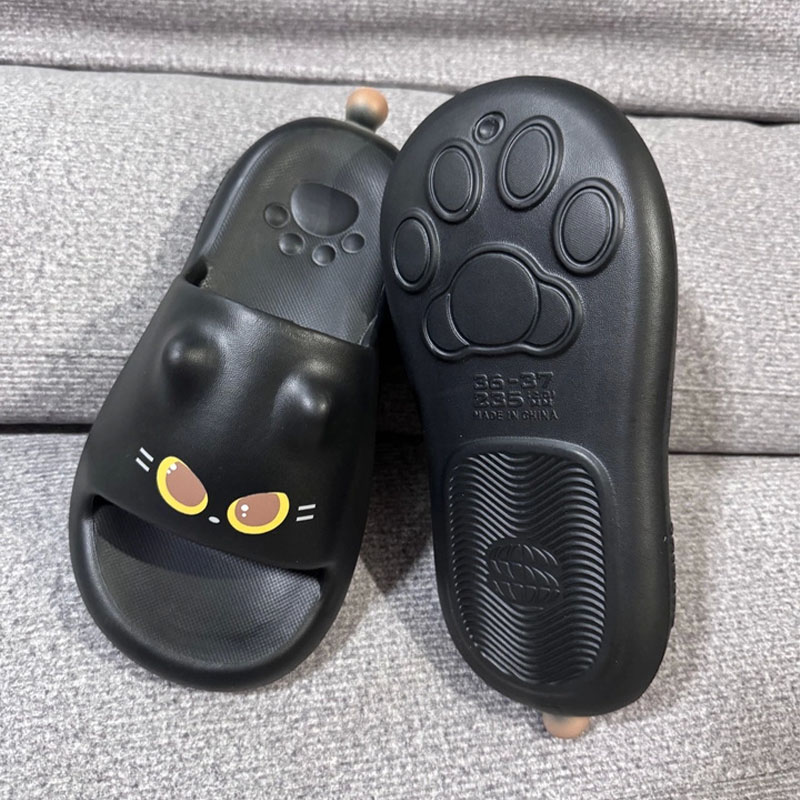 Outdoor Lighting Black - Neue Niedliche 3D Schwarze Katzenpfoten-Sandalen für