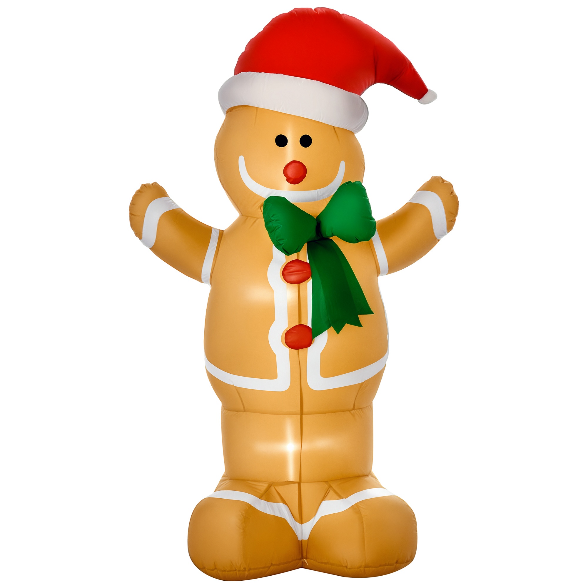 Outdoor Lighting Effects - HOMCOM 6ft Weihnachts-Lebkuchenmann aufblasbar, aufblasbare Gartendekoration