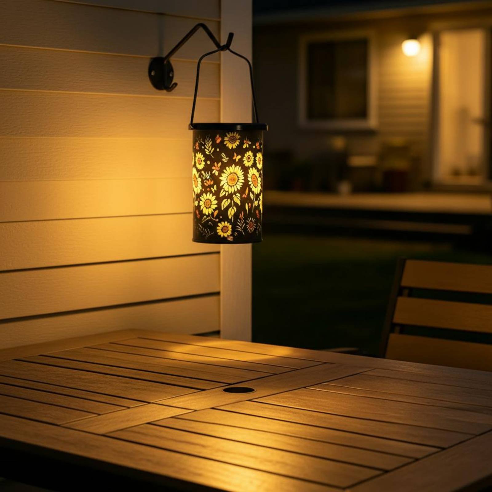 Outdoor Lighting And Landscape - Blumenlaterne im Vintage-Design, hängende Solarlaterne, geätzte