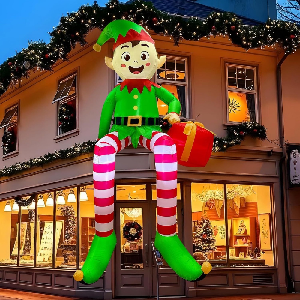 Outdoor Lighting Effects - 8FT Weihnachten Schlauchboote Sitzende Elf Dekoration