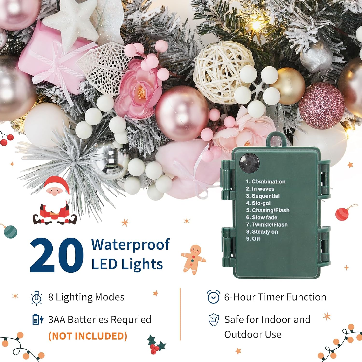 Garvee 24-Zoll-Weihnachtskranz – Outdoor Lighting Effects Bewertung und Preis