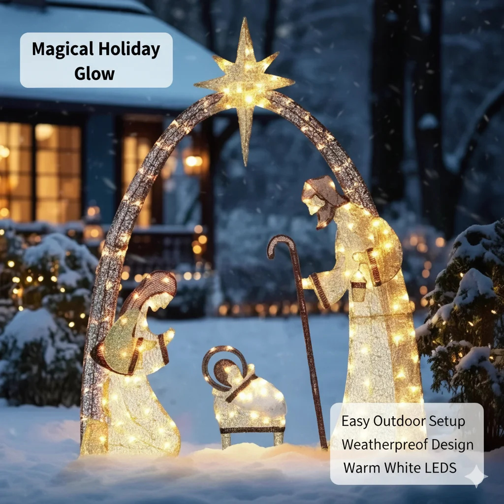 5,5 Fuß Weihnachtskrippe, Outd – Outdoor Lighting Effects Bewertung und Preis