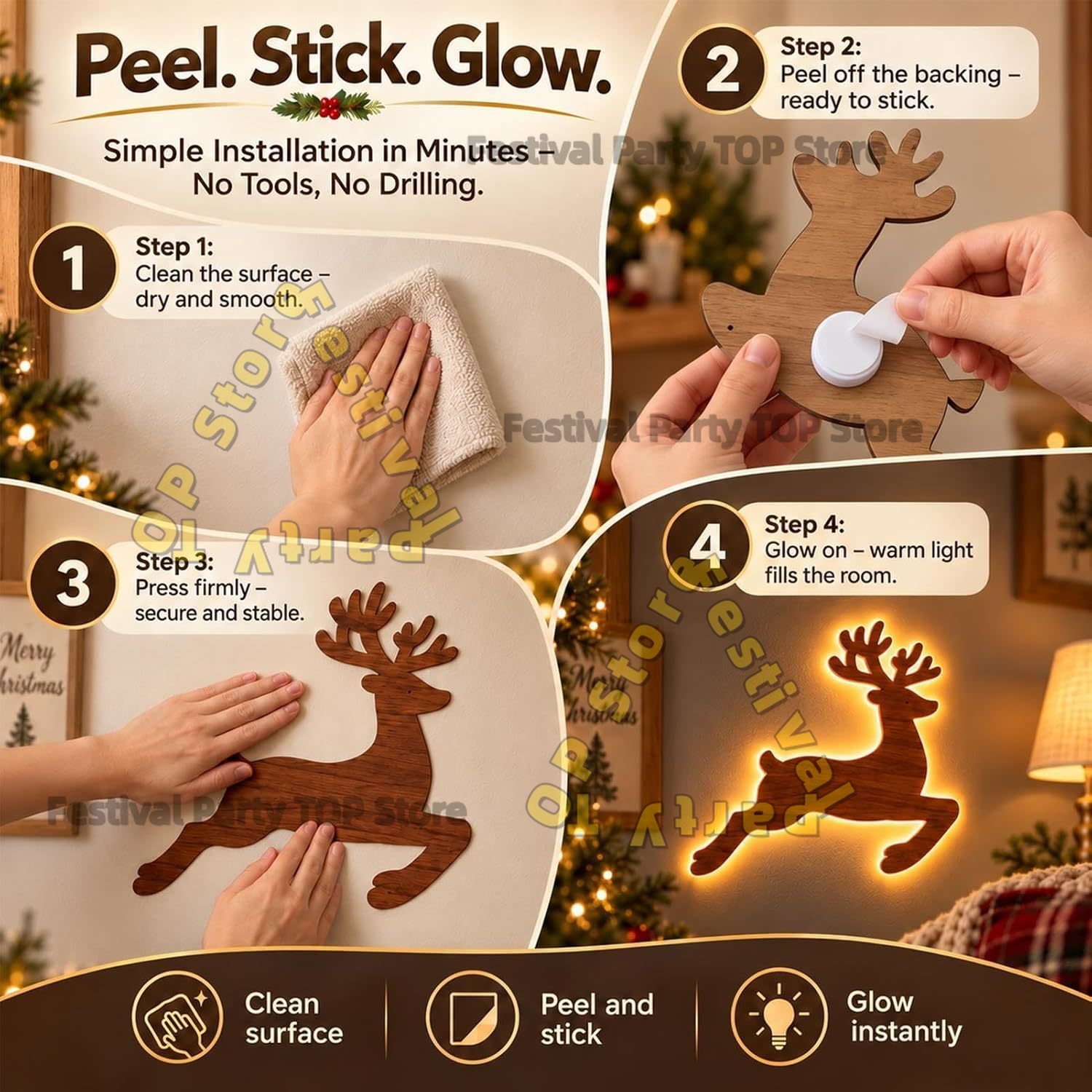 Leuchtende Rentier-Weihnachtsd – Outdoor Lighting Effects Bewertung und Preis